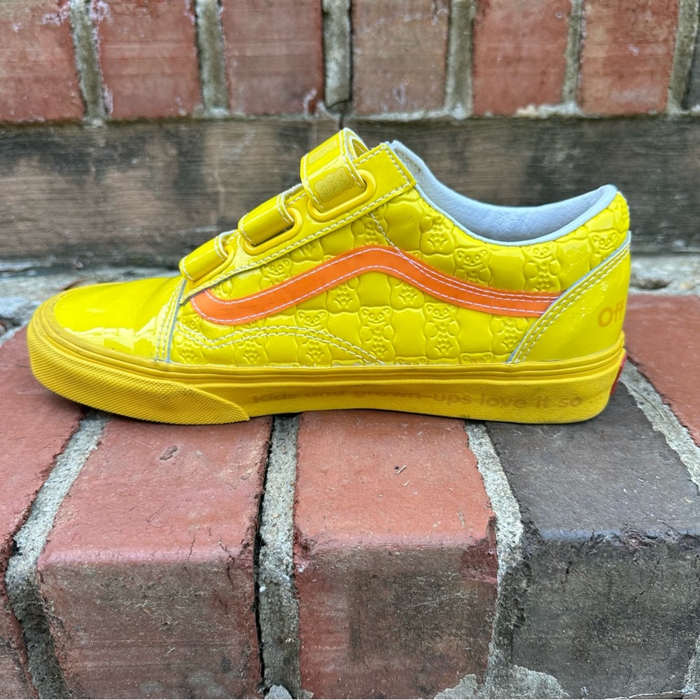 Vans x Haribo Gummy Bear Yellow Patent Old Skool Velcro Strap Sneakers Size 7.5 - Picture 6 of 14